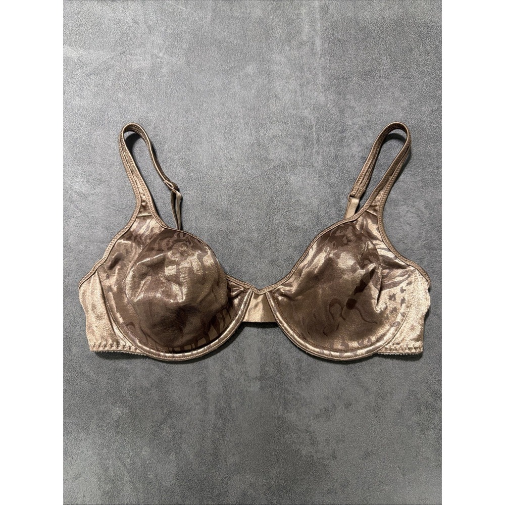 Vintage Vassarette 75-438 Bra Brown Zebra Print Underwire Unlined Size 36C